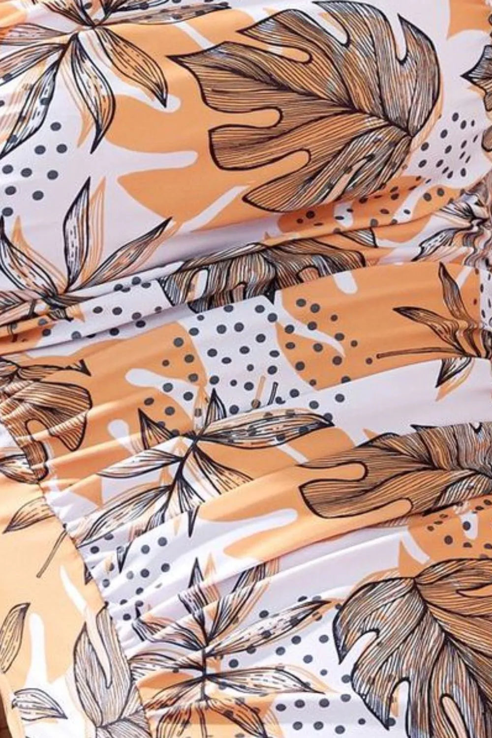 Square Neck Ruched Swimsuit with Printed Sarong Set - Premium variable from Tooksie - Just $39.99! Shop now at Tooksie
