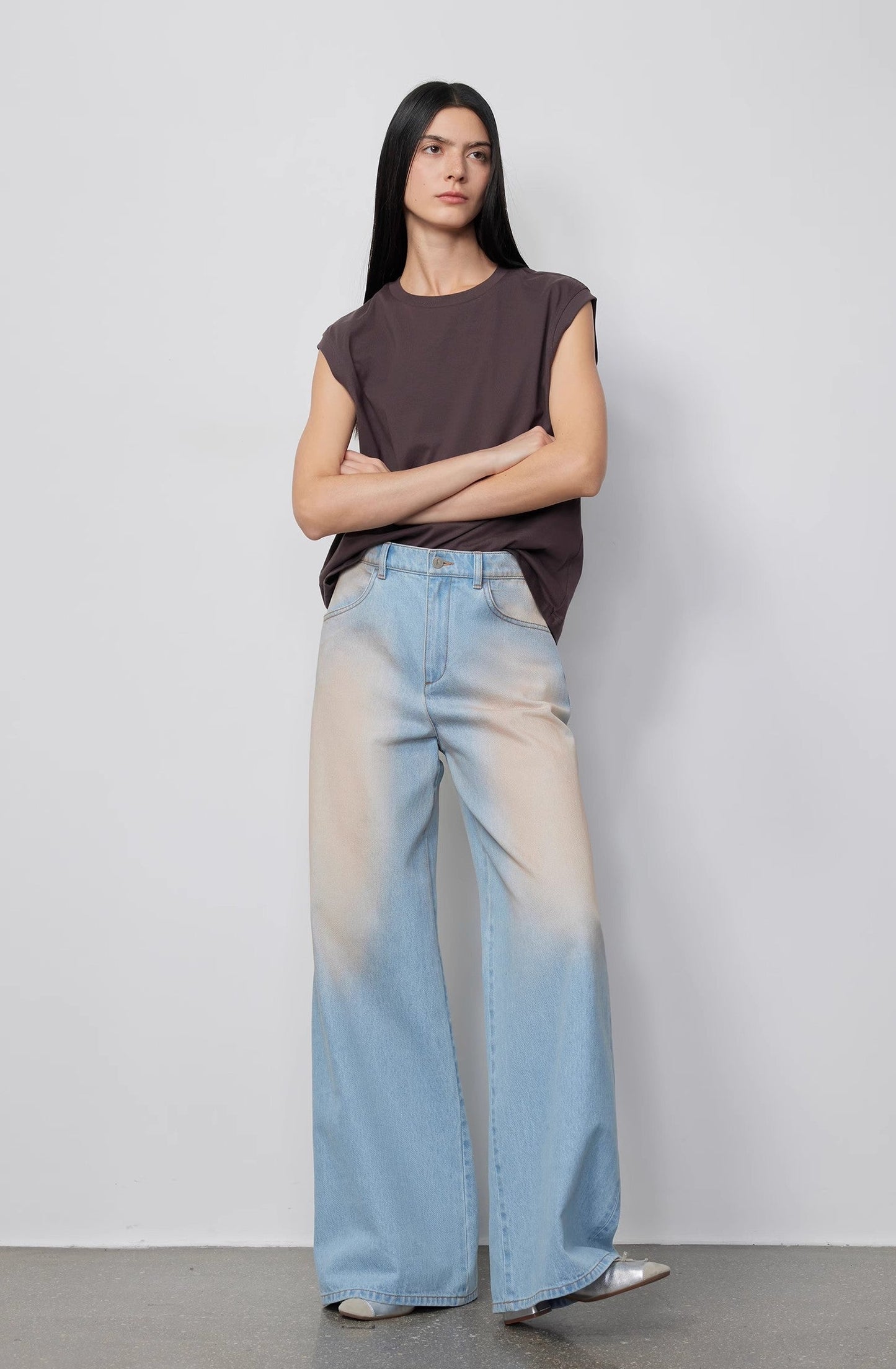 Washed Spray Colored Wide Leg Jeans - Premium variable from Tooksie - Just $115.99! Shop now at Tooksie