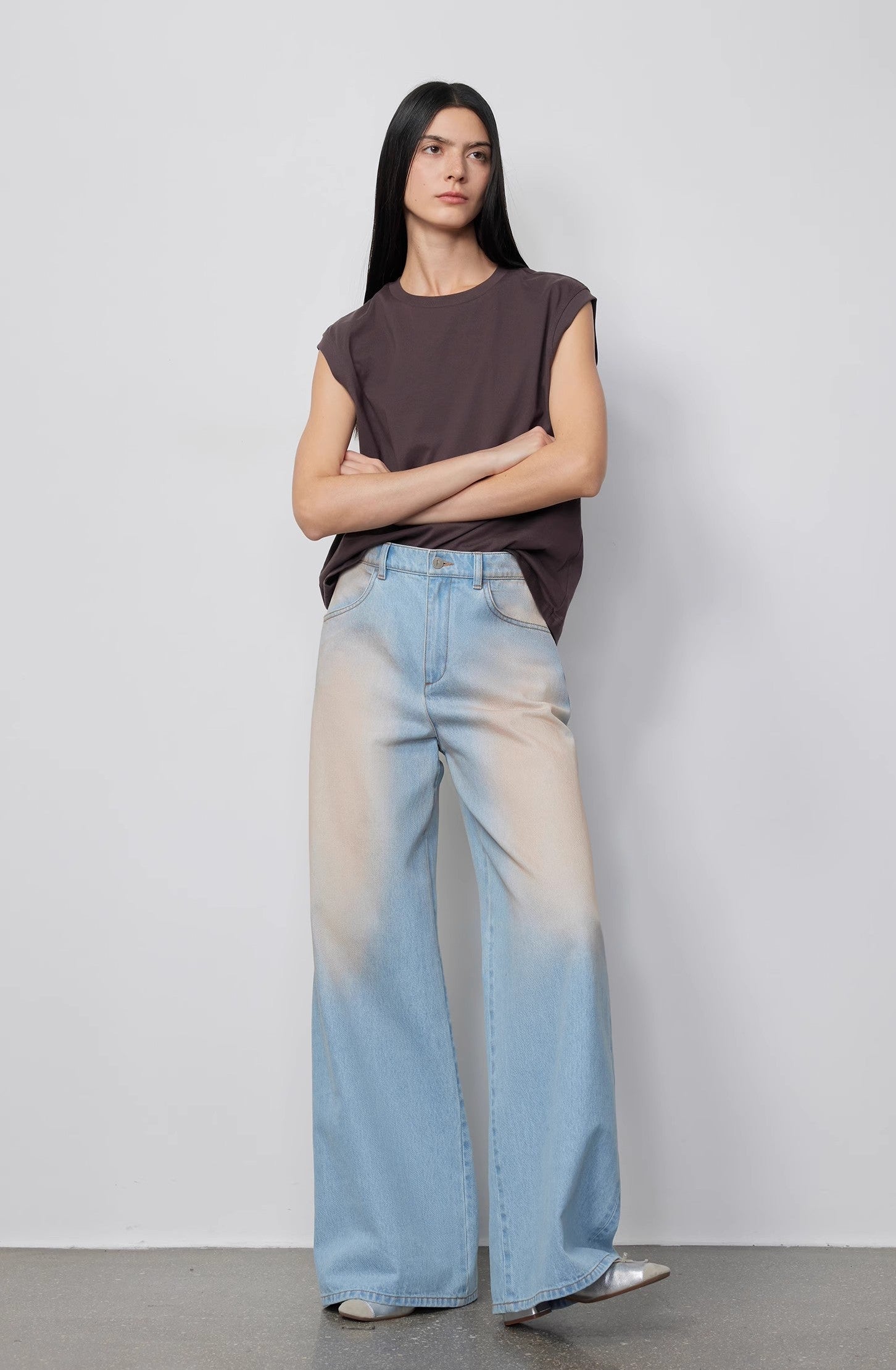 Washed Spray Colored Wide Leg Jeans - Premium variable from Tooksie - Just $115.99! Shop now at Tooksie