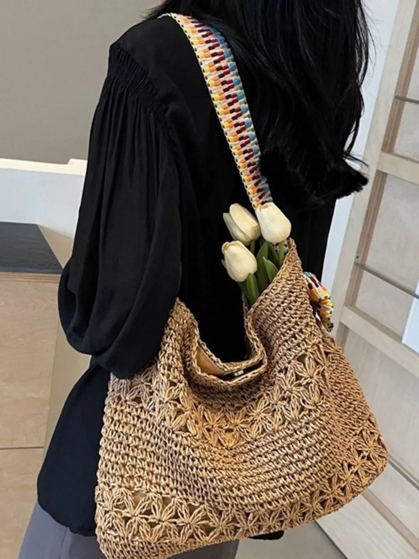 Woven Straw Shoulder Bag - Premium simple from Tooksie - Just $36.99! Shop now at Tooksie