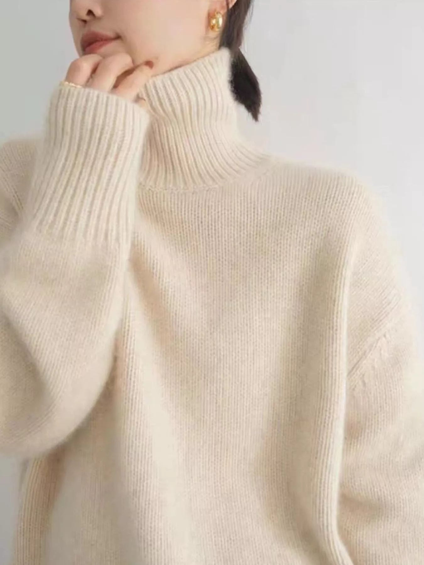 Turtleneck Dropped Shoulder Sweater - Premium variable from Tooksie - Just $35.99! Shop now at Tooksie