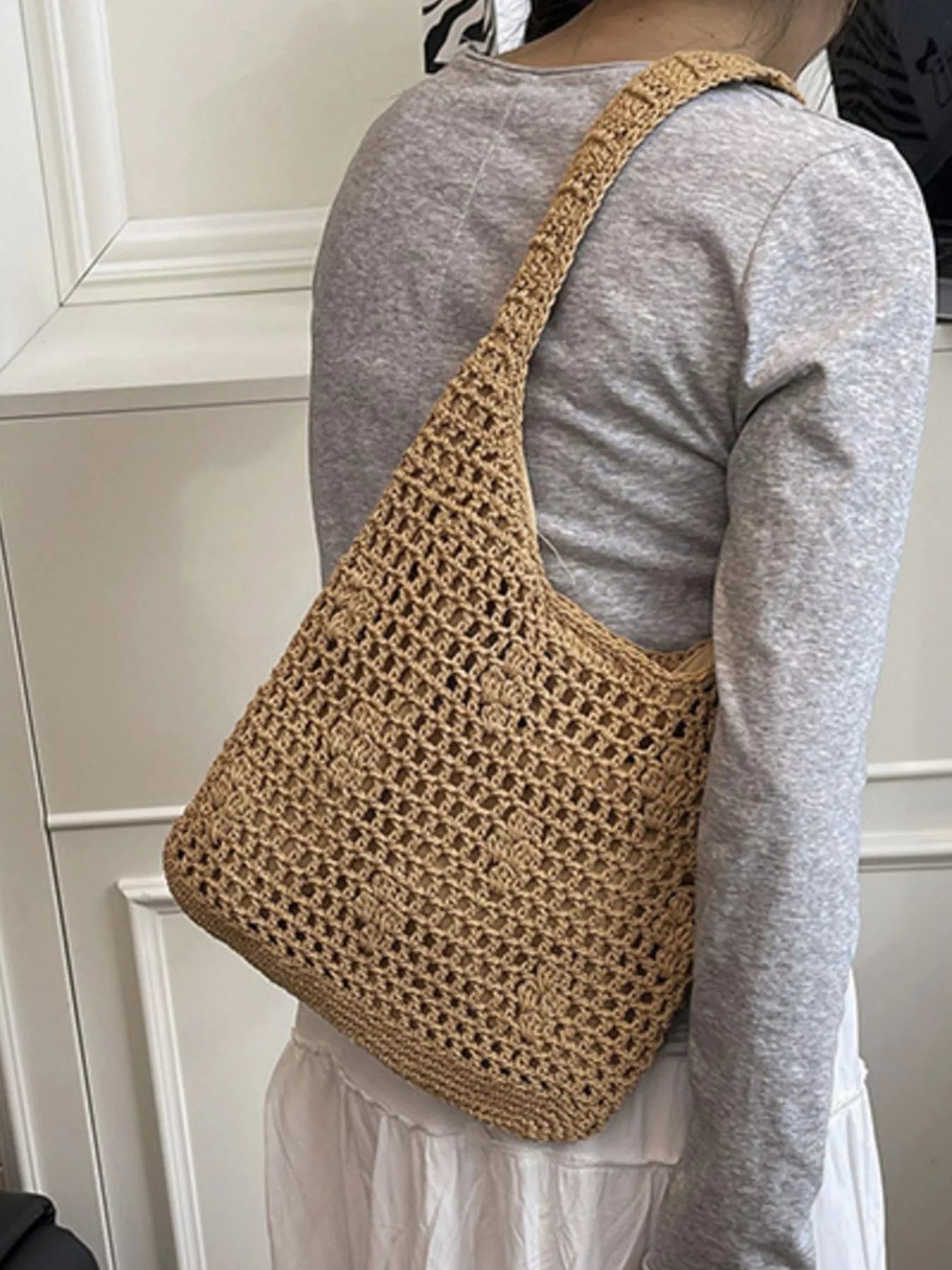 Knitted Crochet Shoulder Bag - Premium simple from Tooksie - Just $31.99! Shop now at Tooksie