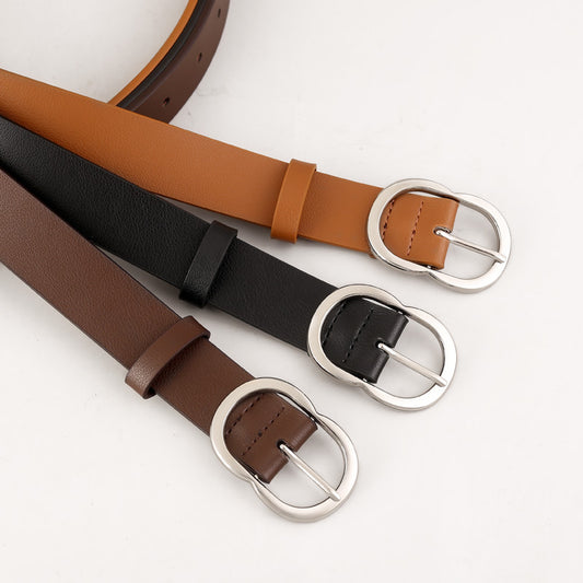 Skinny Belt with Oval Buckle - Premium variable from Tooksie - Just $42.99! Shop now at Tooksie