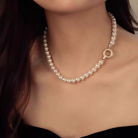 Pearl Necklace with Interlocking Clasp - Premium simple from Tooksie - Just $23.99! Shop now at Tooksie
