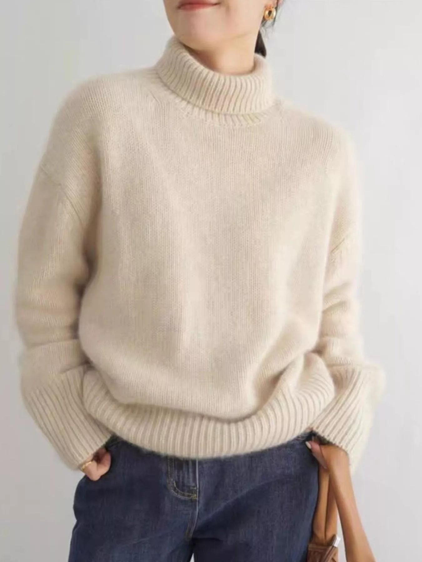 Turtleneck Dropped Shoulder Sweater - Premium variable from Tooksie - Just $35.99! Shop now at Tooksie