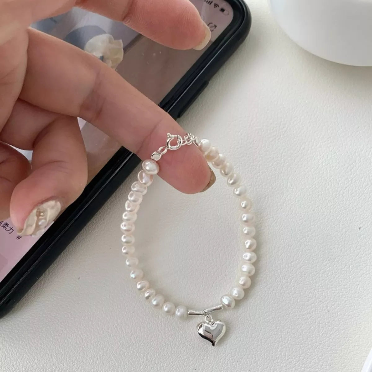 Pearl Heart Charm Bracelet - Premium simple from Tooksie - Just $69.99! Shop now at Tooksie