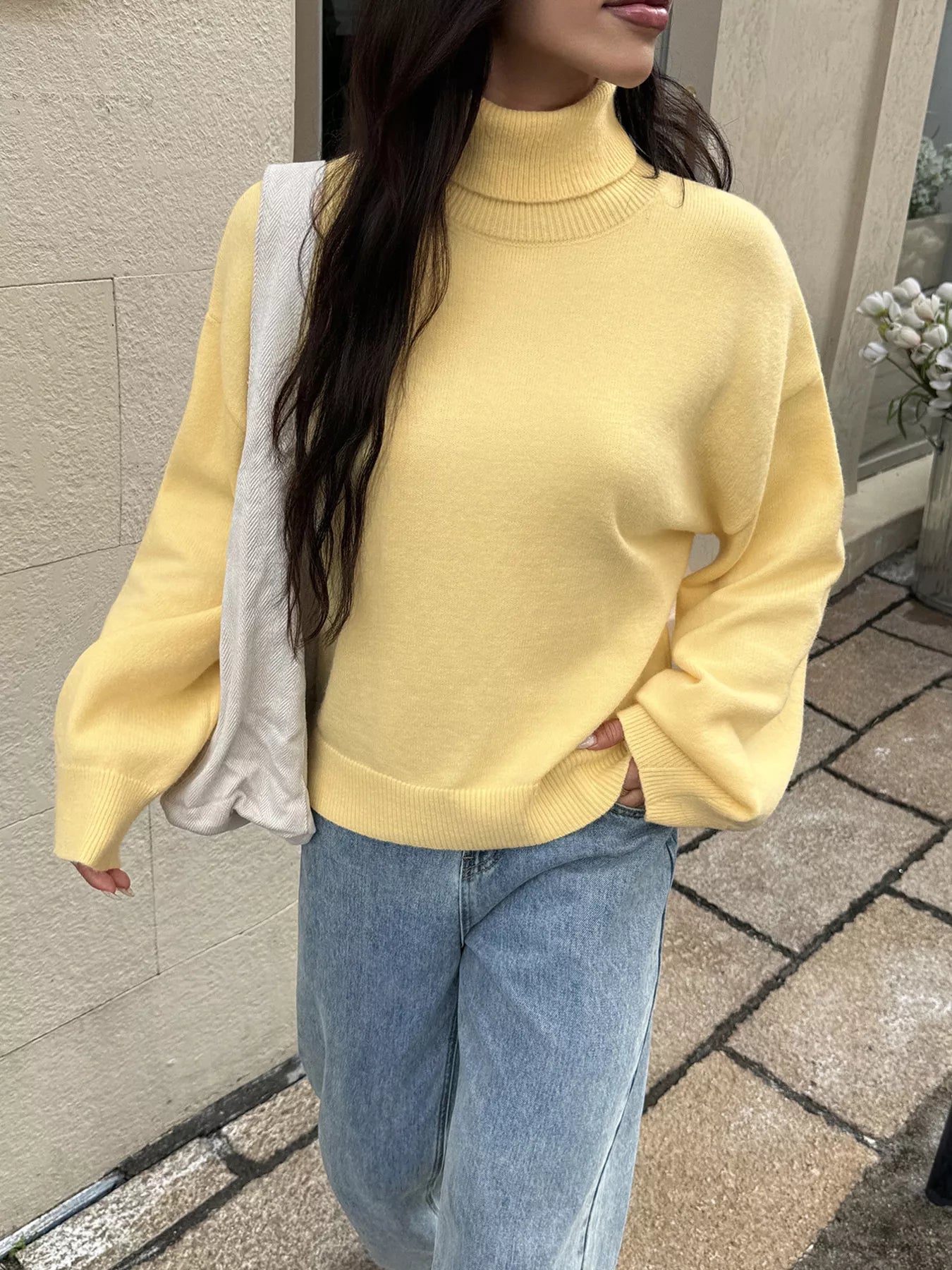 Turtleneck Long Sleeve Sweater - Premium variable from Tooksie - Just $50.99! Shop now at Tooksie