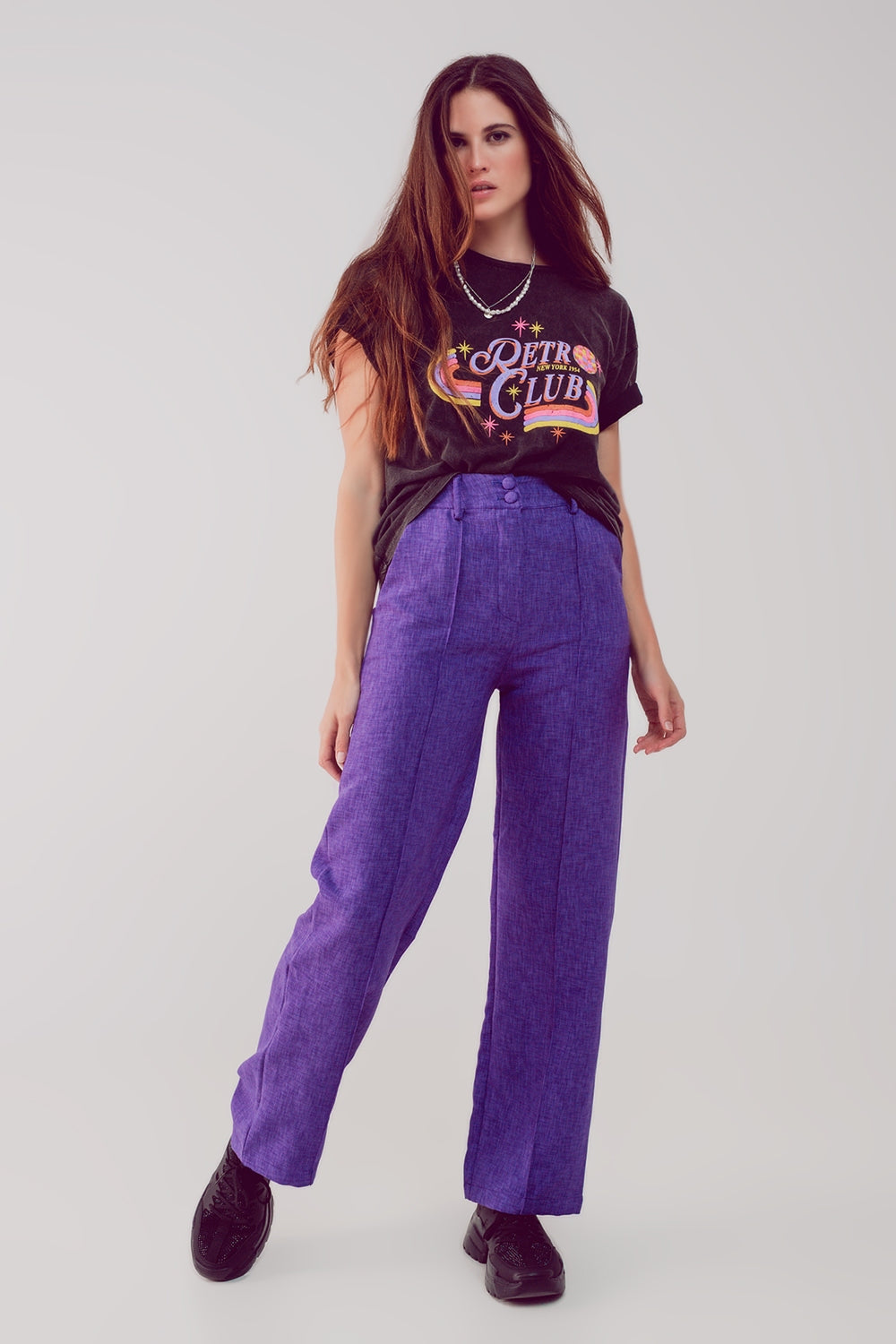 Purple Straight Leg Tailored Trousers - Premium variable from Tooksie - Just $89.90! Shop now at Tooksie