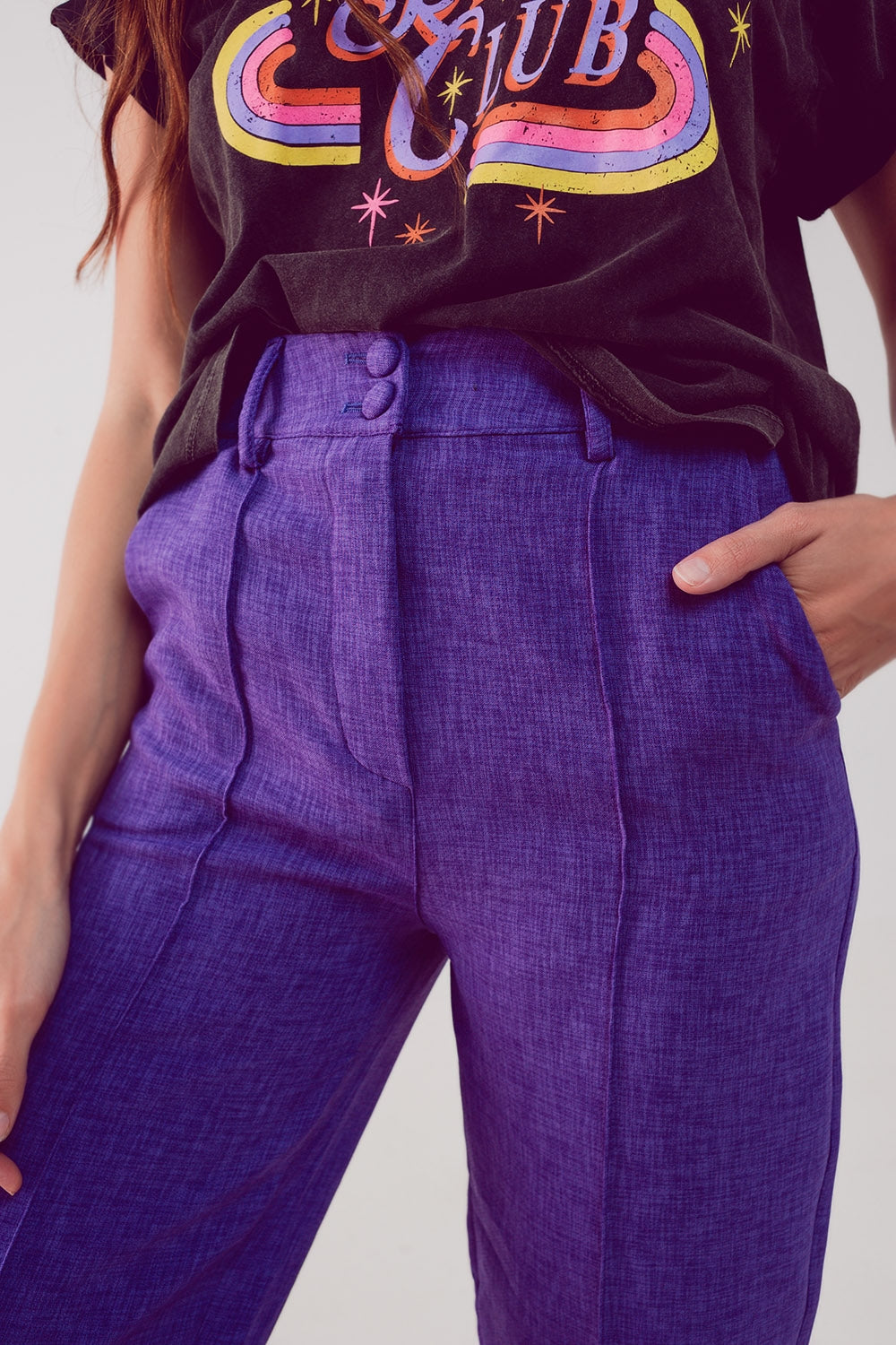Purple Straight Leg Tailored Trousers - Premium variable from Tooksie - Just $89.90! Shop now at Tooksie