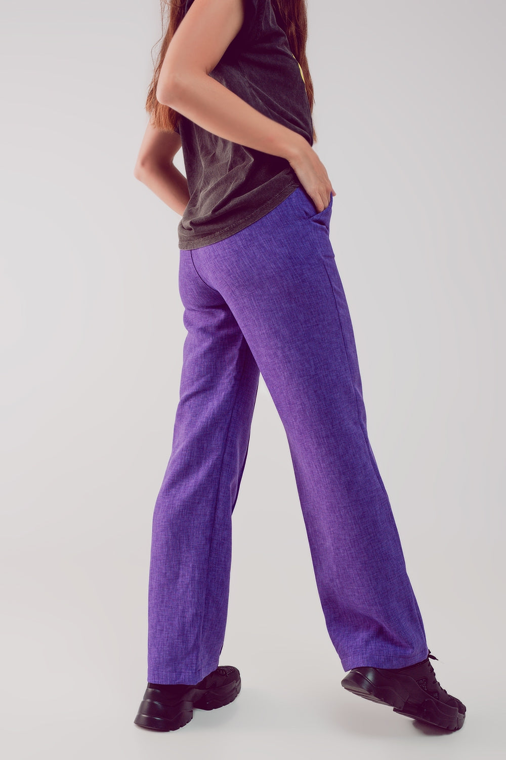 Purple Straight Leg Tailored Trousers - Premium variable from Tooksie - Just $89.90! Shop now at Tooksie