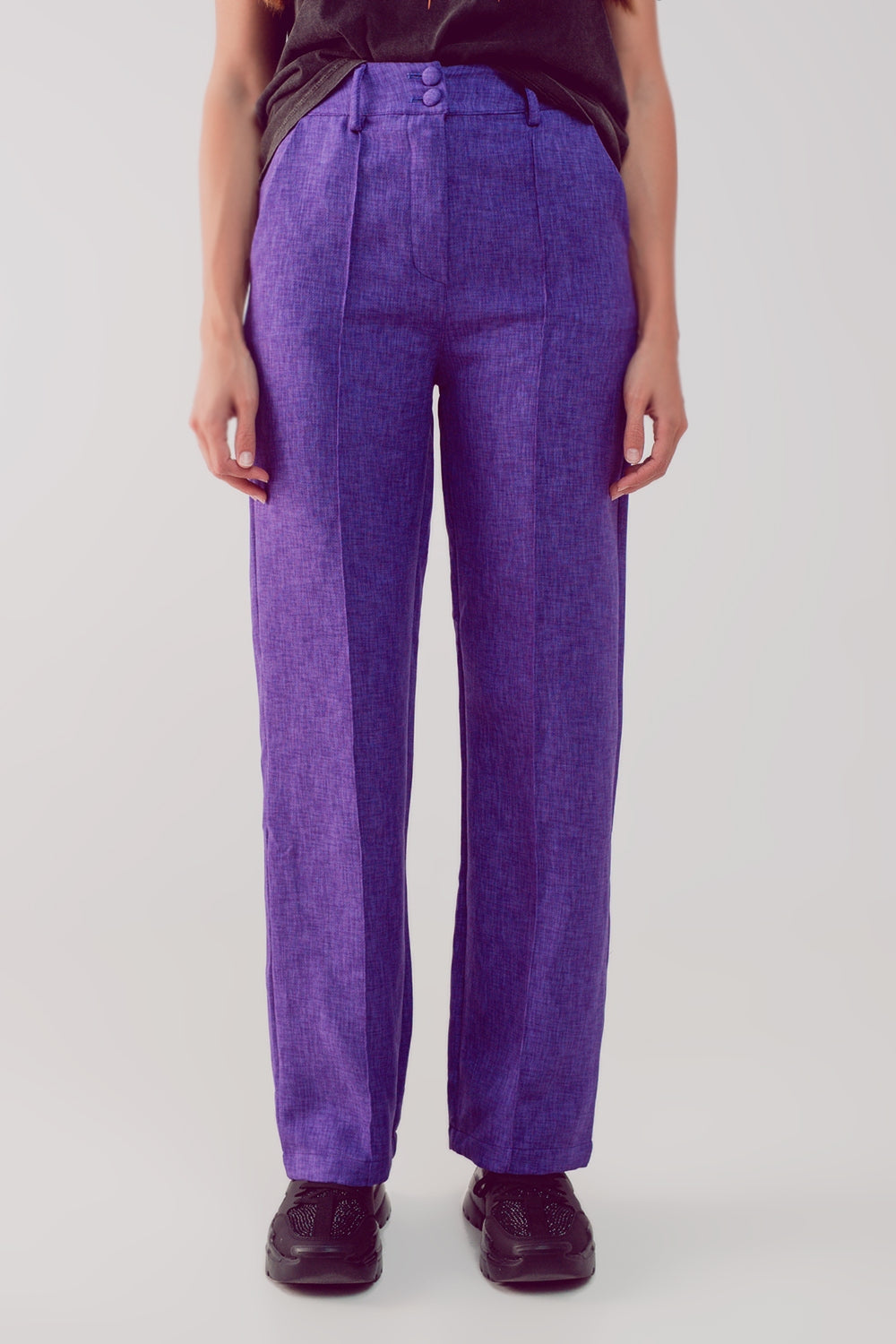Purple Straight Leg Tailored Trousers - Premium variable from Tooksie - Just $89.90! Shop now at Tooksie