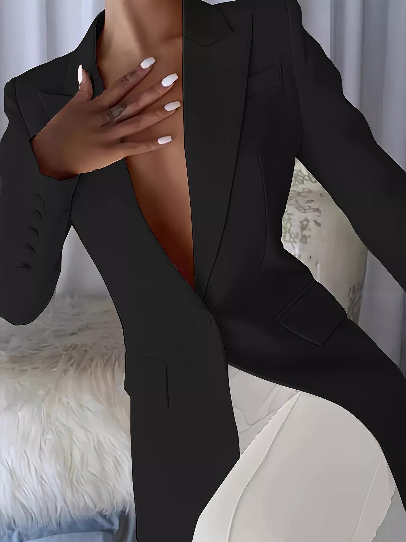 Slim Fit Lapel Collar Blazer - Premium variable from Tooksie - Just $64.99! Shop now at Tooksie