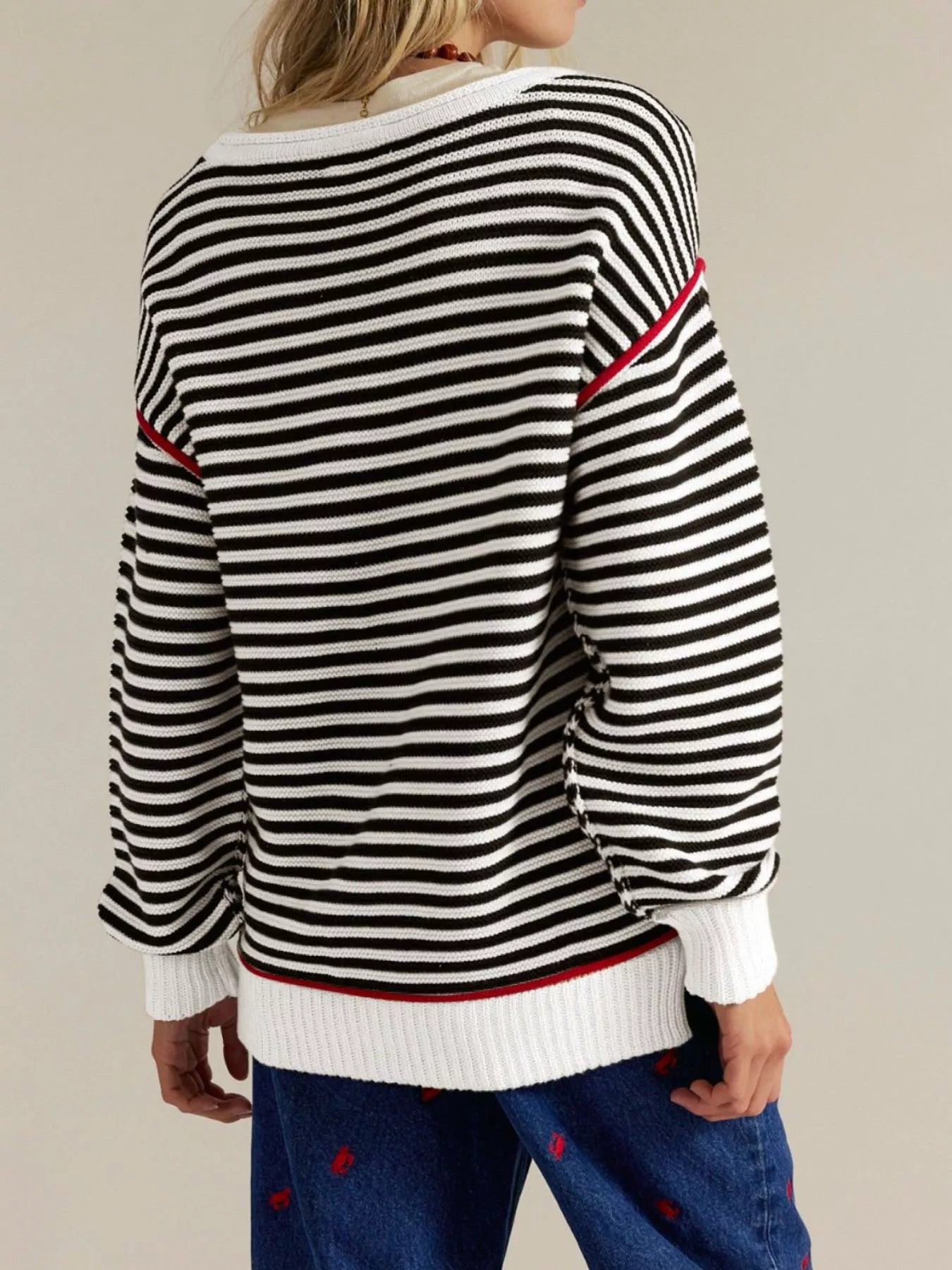 Striped Crew Neck Sweater - Premium variable from Tooksie - Just $43.99! Shop now at Tooksie