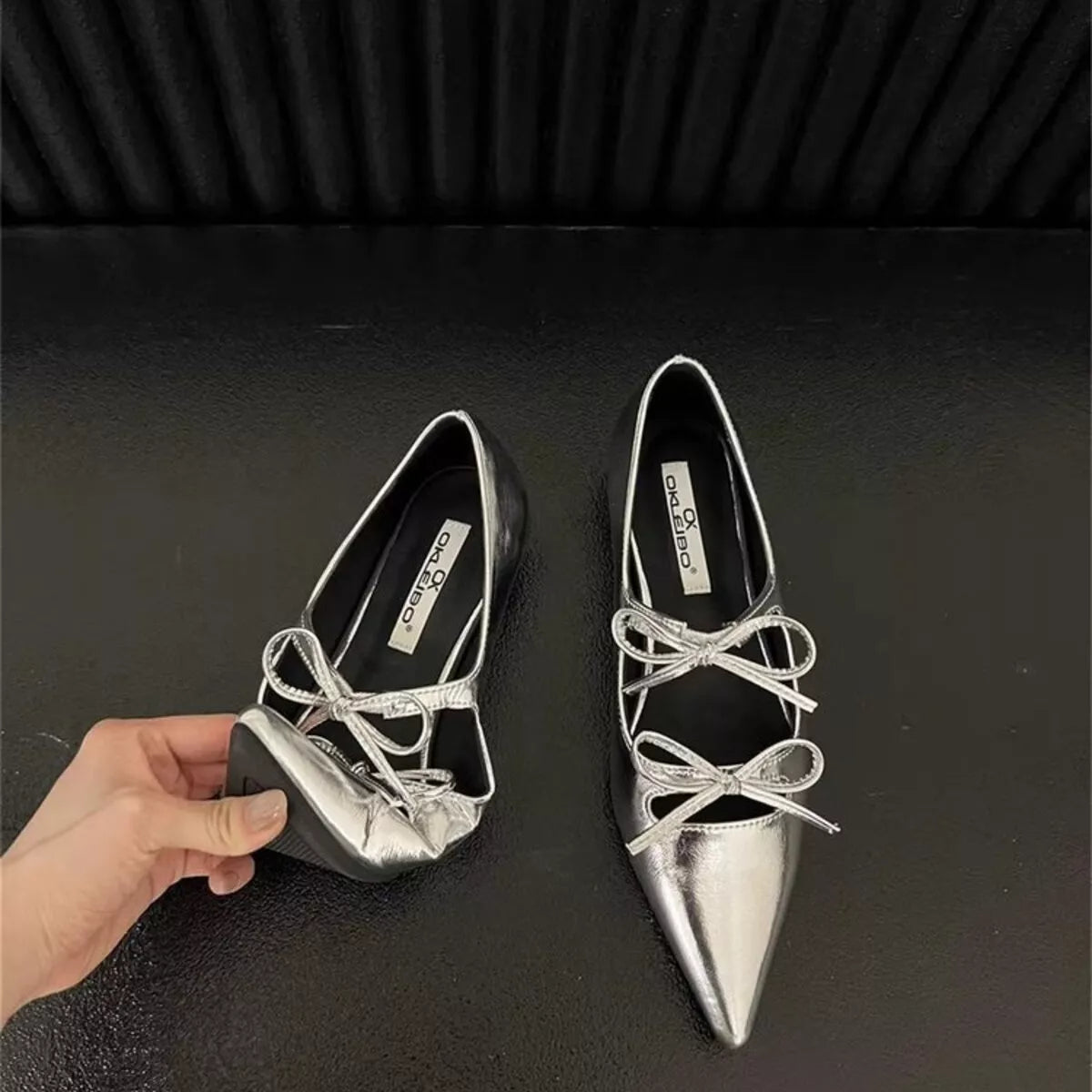 Bow Pointed Toe Flats - Premium variable from Tooksie - Just $62.99! Shop now at Tooksie