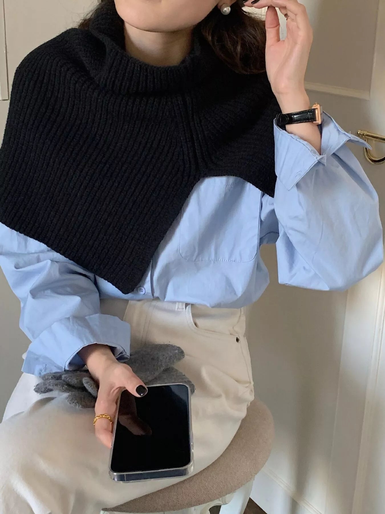 Chunky Knit Turtleneck Slit Scarf - Premium variable from Trendsi - Just $18.99! Shop now at Tooksie