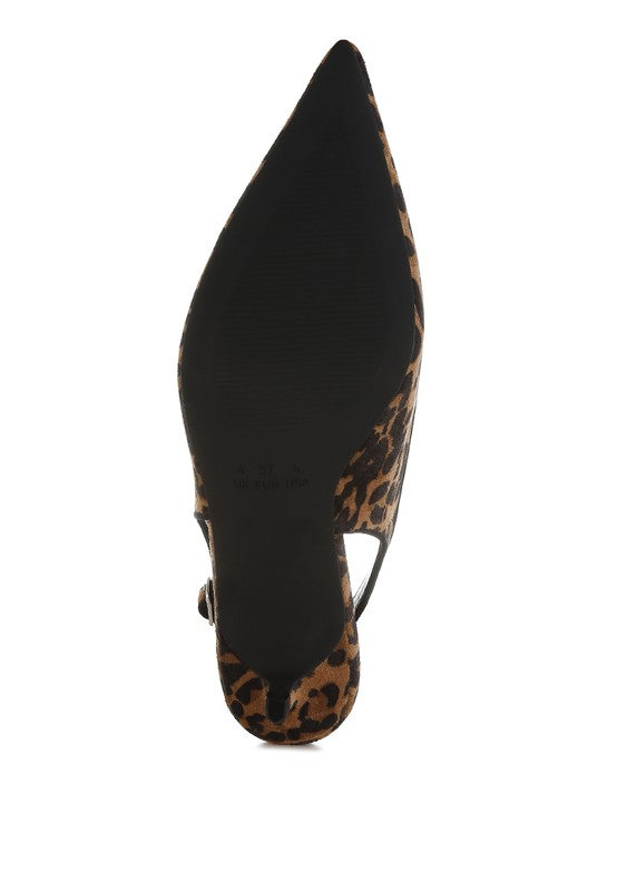 Leopard Print Kitten Heel Slingbacks - Premium variable from Tooksie - Just $68.99! Shop now at Tooksie