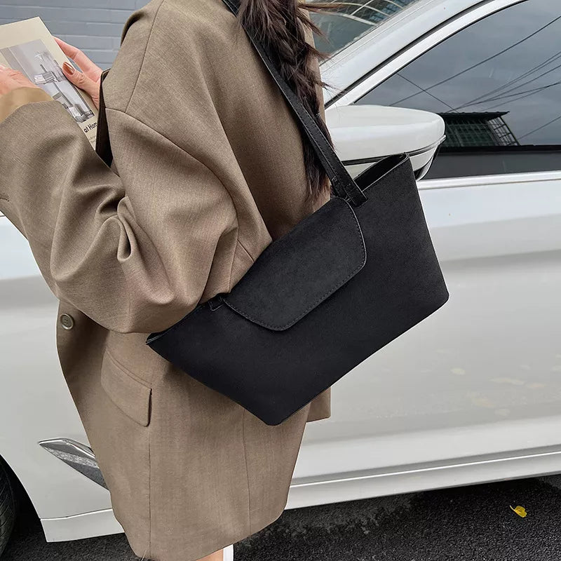 Suede Inspired Flap Decor Tote - Premium variable from Tooksie - Just $34.99! Shop now at Tooksie