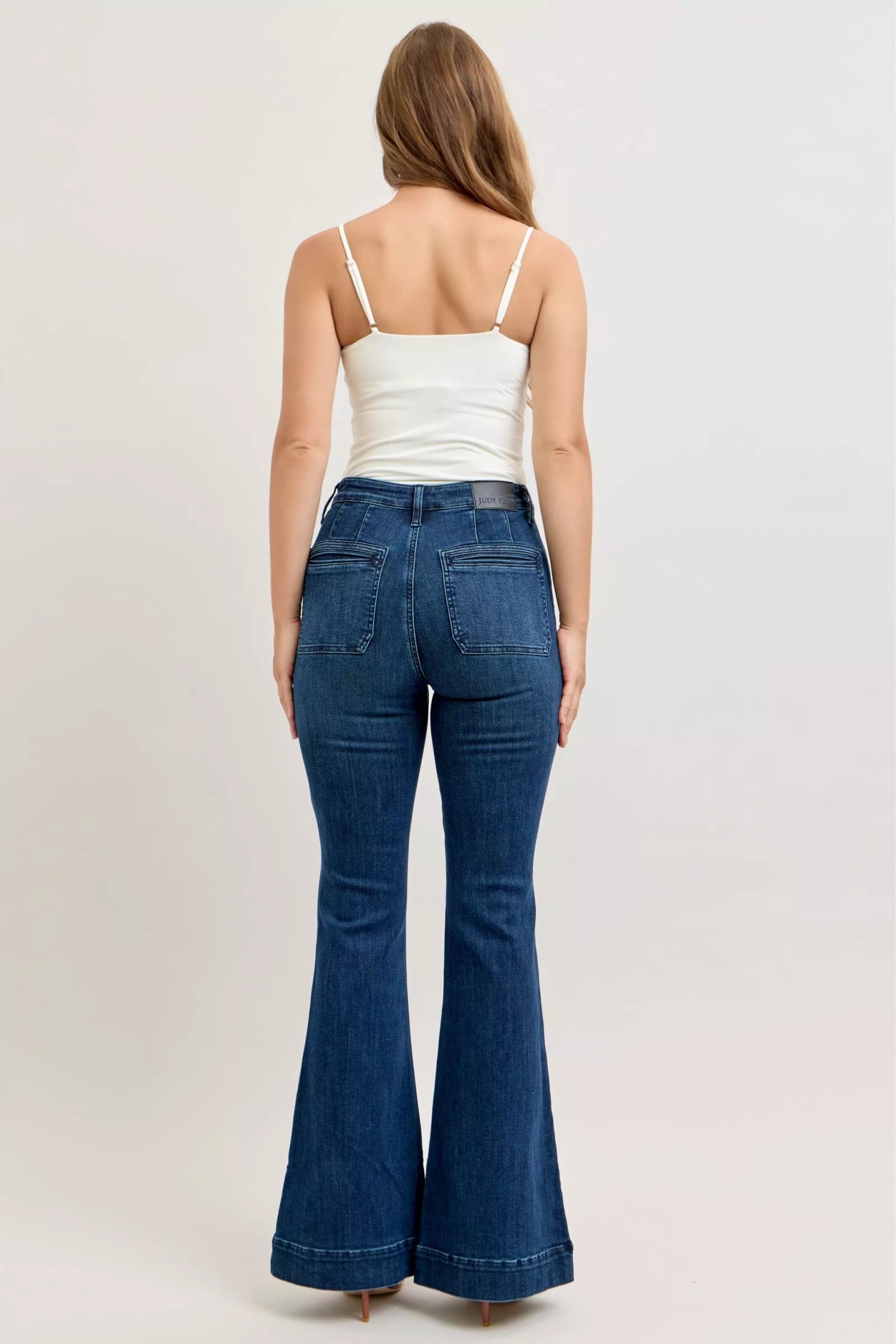 High-Waisted Flare Jeans with Front Pockets - Premium variable from Tooksie - Just $68.99! Shop now at Tooksie