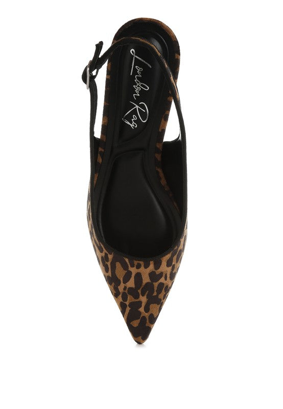 Leopard Print Kitten Heel Slingbacks - Premium variable from Tooksie - Just $68.99! Shop now at Tooksie