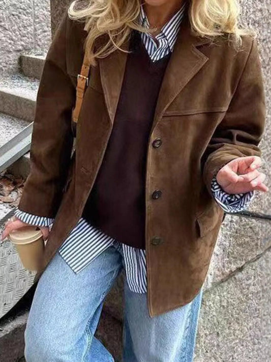 Classic Faux Suede Blazer Jacket - Premium variable from Tooksie - Just $61.99! Shop now at Tooksie
