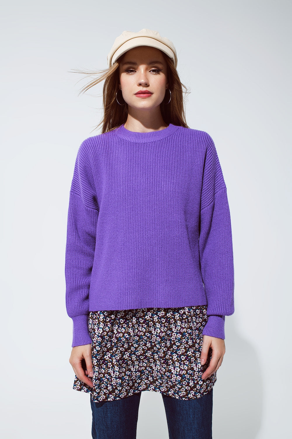 Purple Chunky Knitted Relaxed Sweater - Premium variable from Tooksie - Just $64.90! Shop now at Tooksie