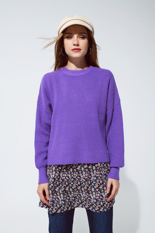 Purple Chunky Knitted Relaxed Sweater - Premium variable from Tooksie - Just $64.90! Shop now at Tooksie
