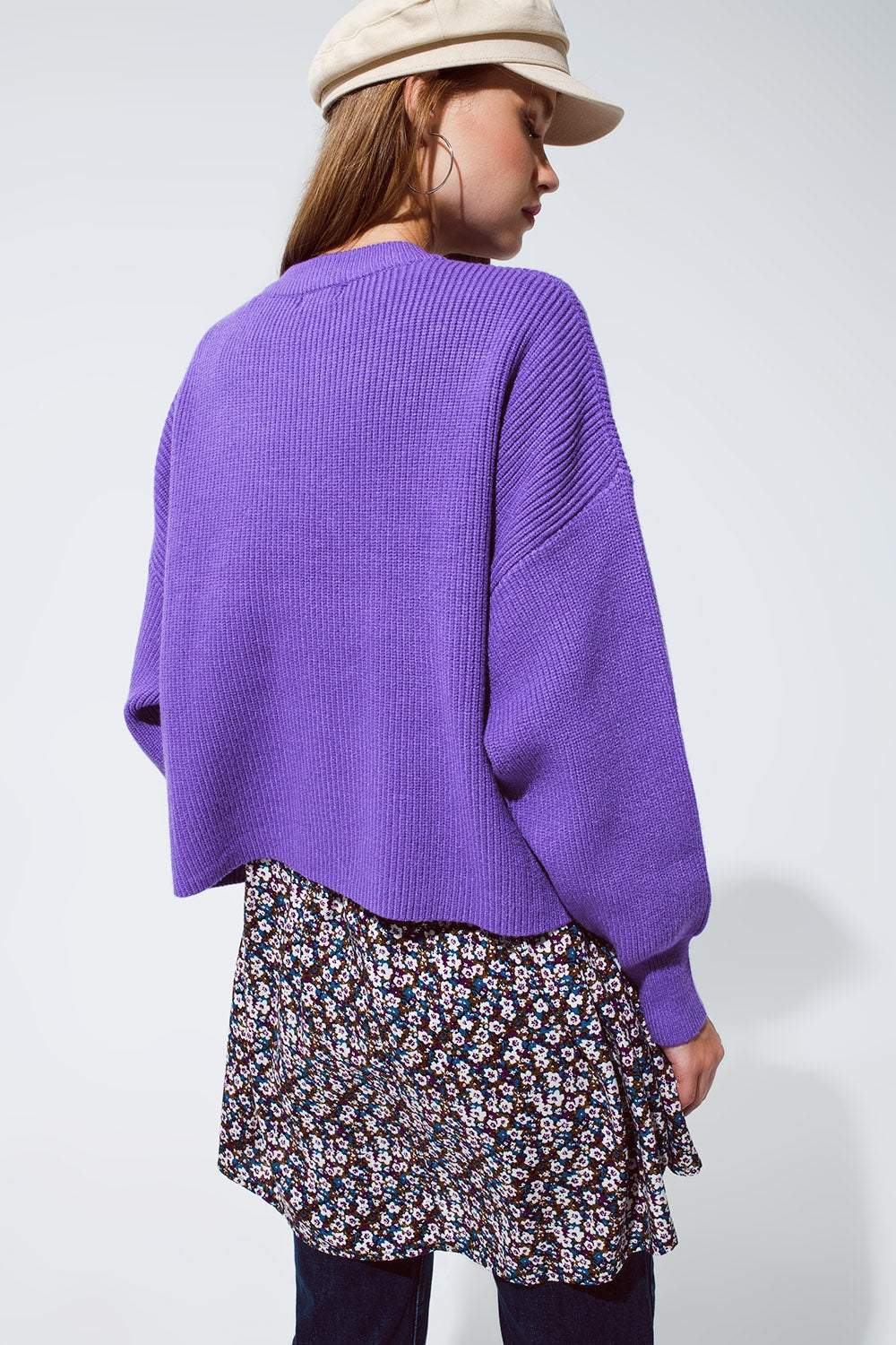Purple Chunky Knitted Relaxed Sweater - Premium variable from Tooksie - Just $64.90! Shop now at Tooksie