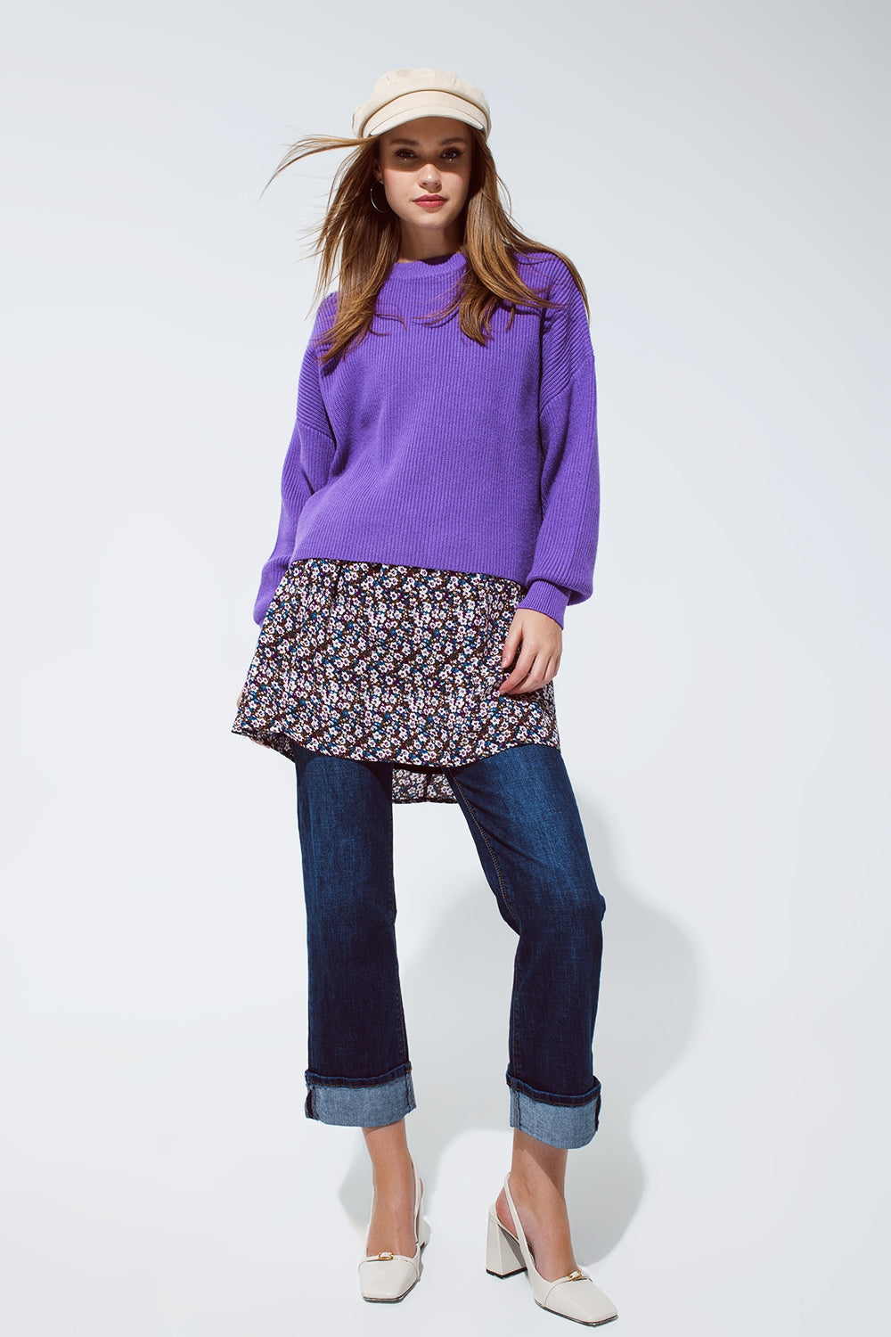 Purple Chunky Knitted Relaxed Sweater - Premium variable from Tooksie - Just $64.90! Shop now at Tooksie