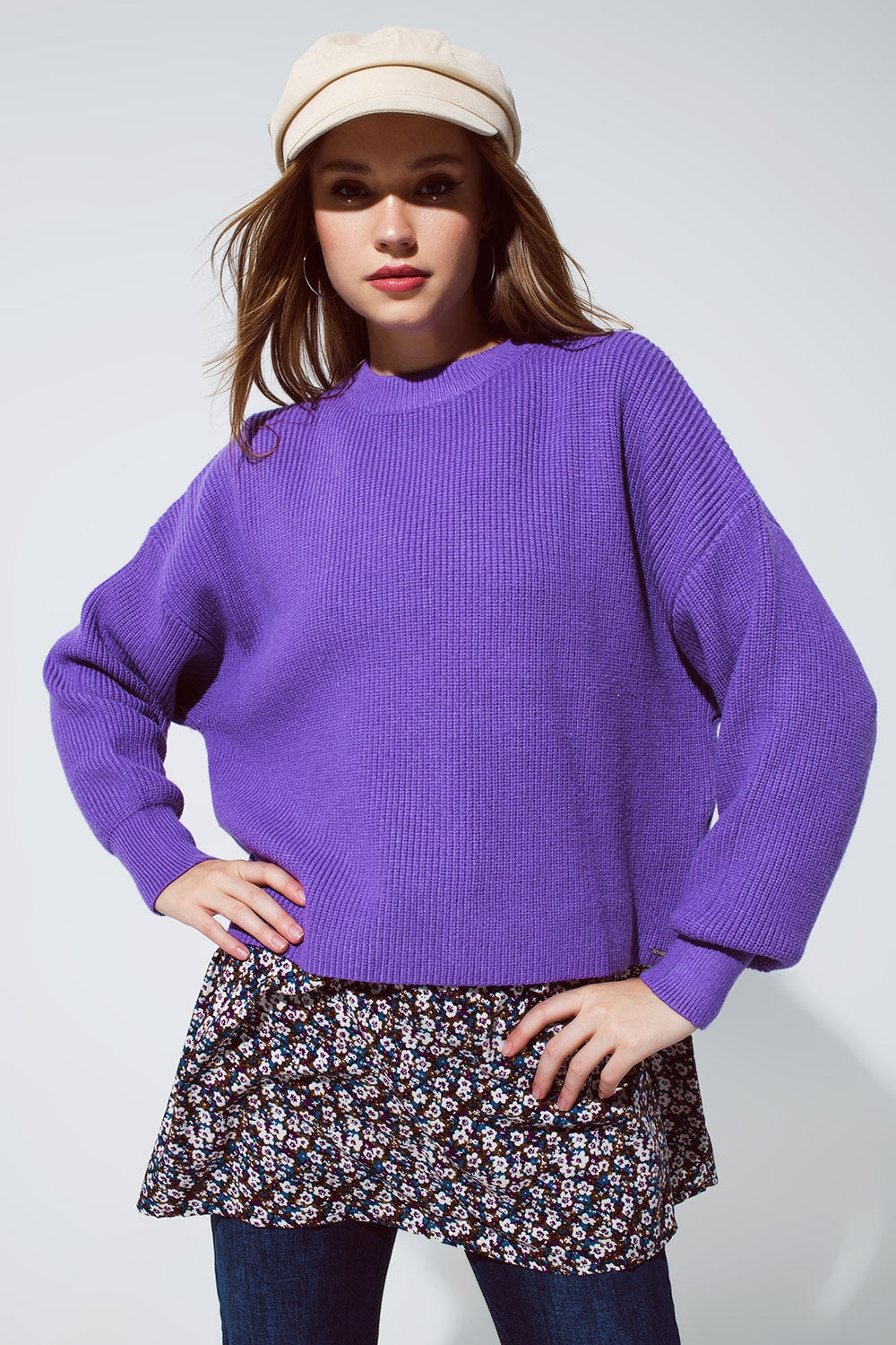 Purple Chunky Knitted Relaxed Sweater - Premium variable from Tooksie - Just $64.90! Shop now at Tooksie