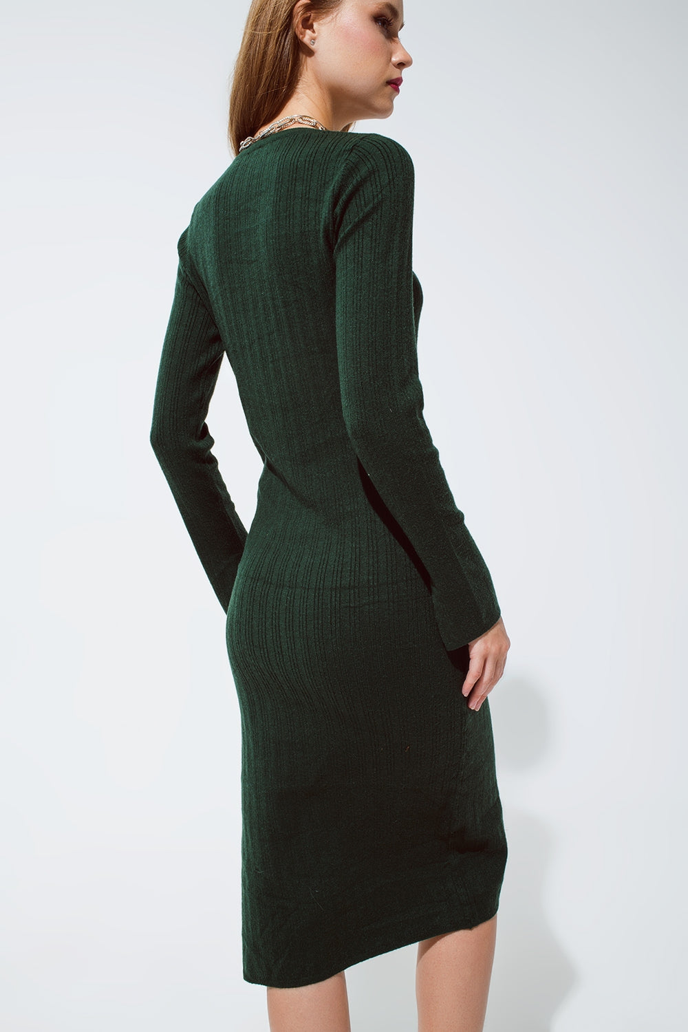 Green Midi Ribbed Knit Dress - Premium variable from Tooksie - Just $64.90! Shop now at Tooksie