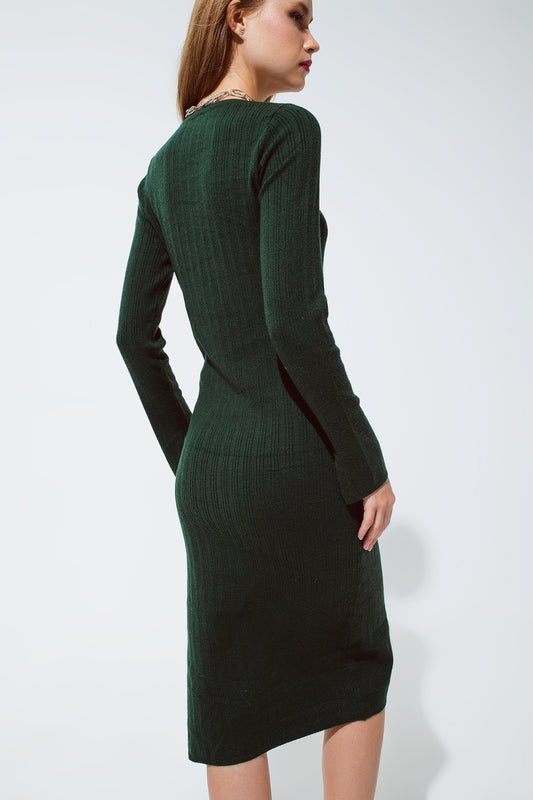 Green Midi Ribbed Knit Dress - Premium variable from Tooksie - Just $64.90! Shop now at Tooksie