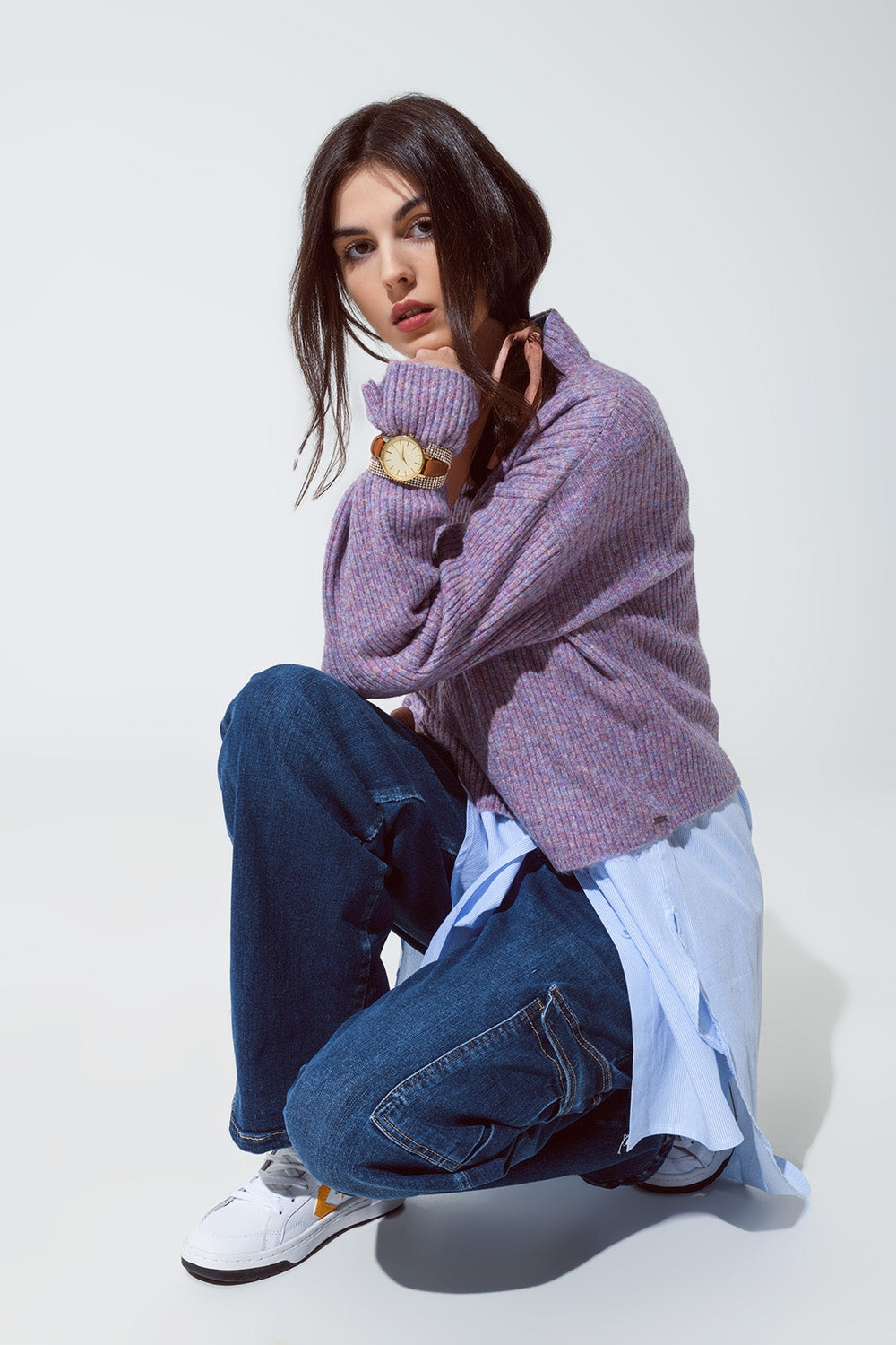 Purple Soft Ribbed Turtleneck Sweater - Premium variable from Tooksie - Just $59.90! Shop now at Tooksie