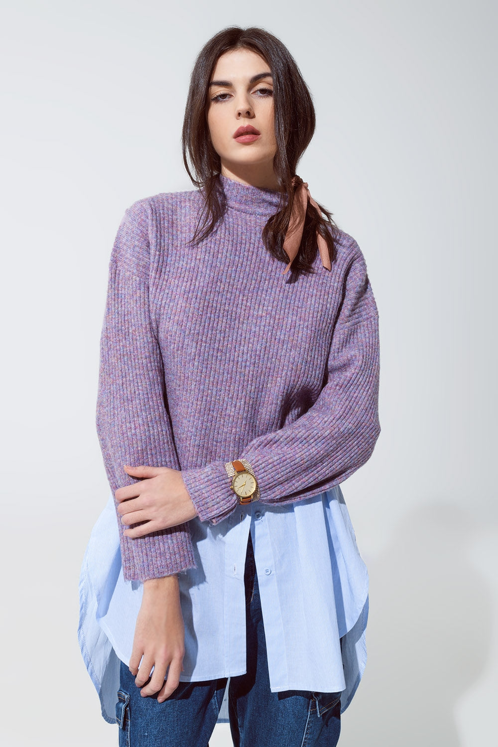 Purple Soft Ribbed Turtleneck Sweater - Premium variable from Tooksie - Just $59.90! Shop now at Tooksie