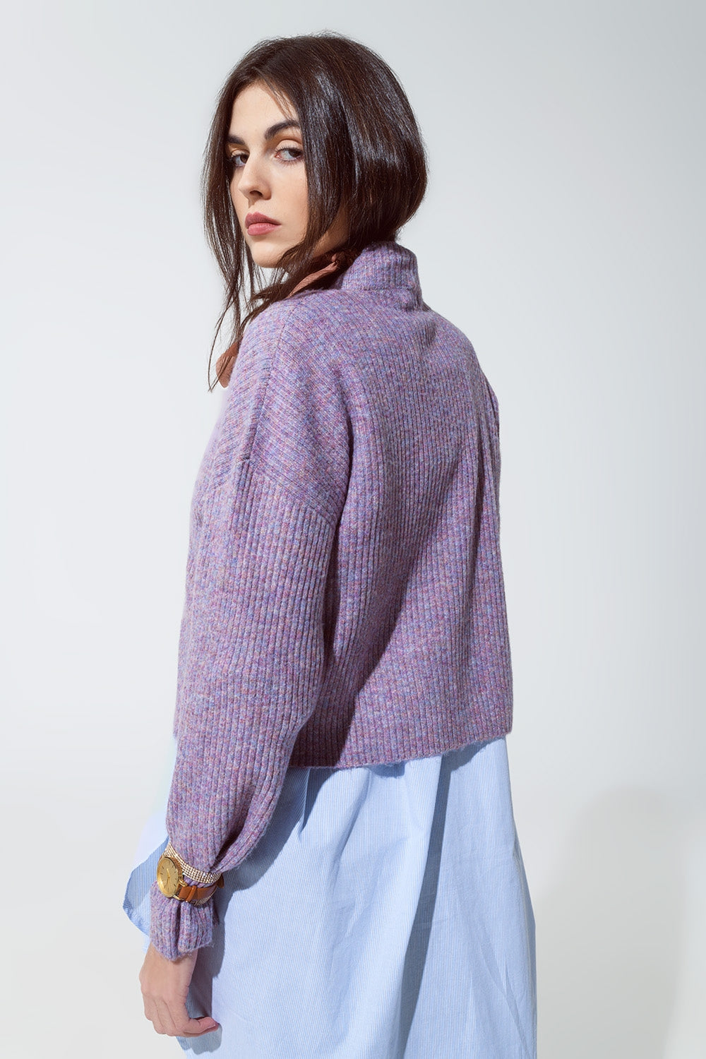 Purple Soft Ribbed Turtleneck Sweater - Premium variable from Tooksie - Just $59.90! Shop now at Tooksie