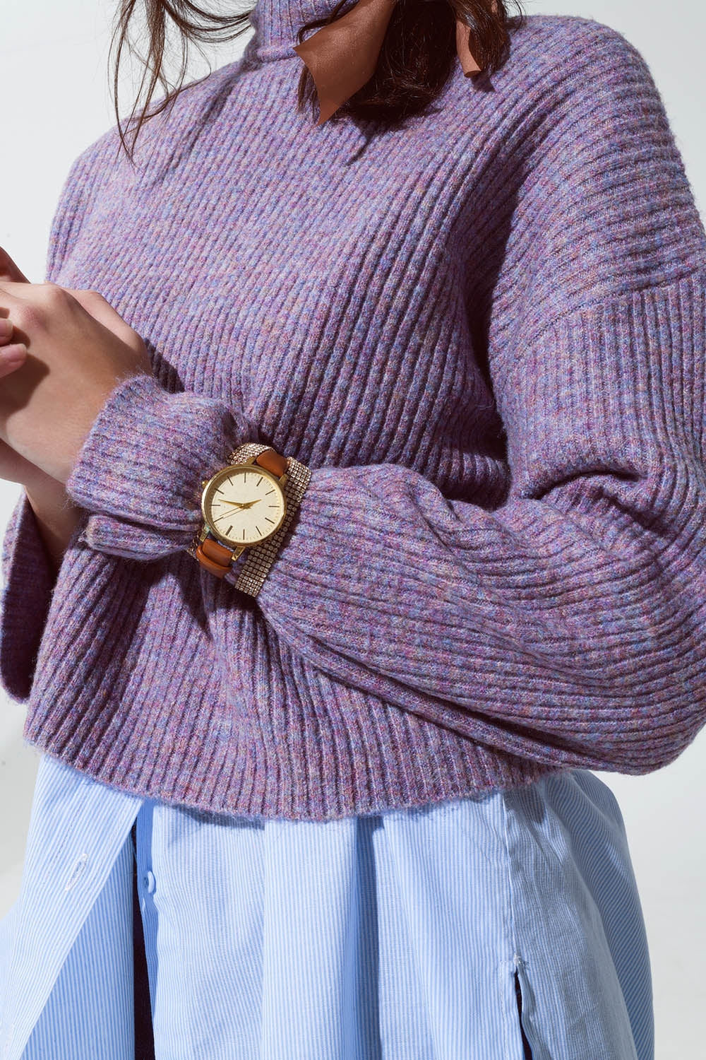 Purple Soft Ribbed Turtleneck Sweater - Premium variable from Tooksie - Just $59.90! Shop now at Tooksie