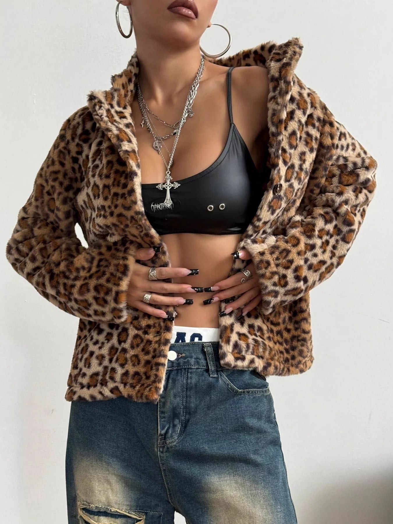 Leopard Print Faux Fur Jacket - Premium variable from Tooksie - Just $45.99! Shop now at Tooksie