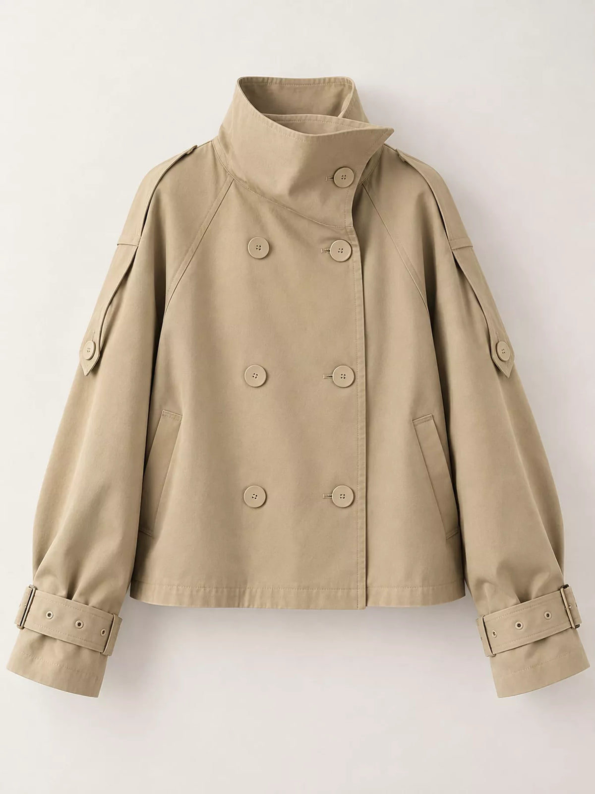Double-Breasted Cropped Trench Coat - Premium variable from Tooksie - Just $56.99! Shop now at Tooksie