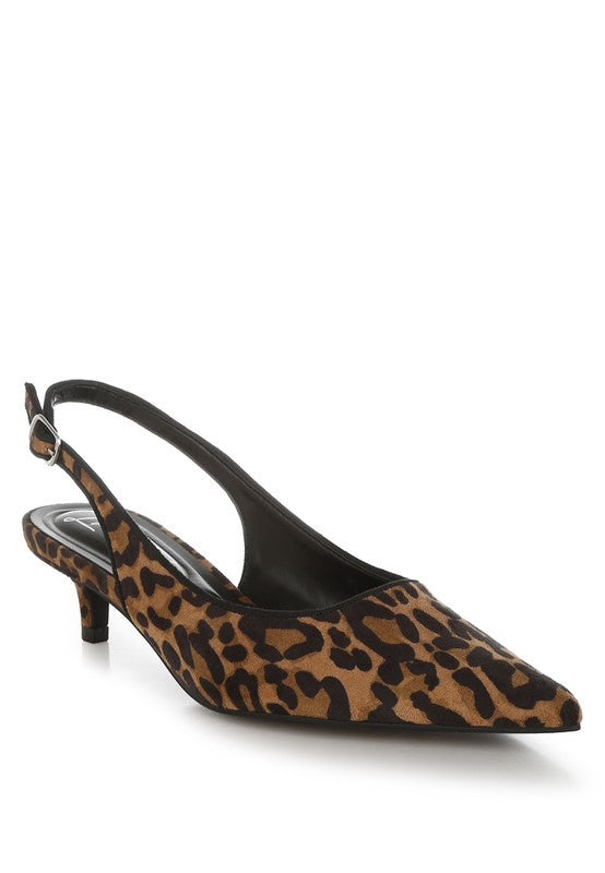 Leopard Print Kitten Heel Slingbacks - Premium variable from Tooksie - Just $68.99! Shop now at Tooksie