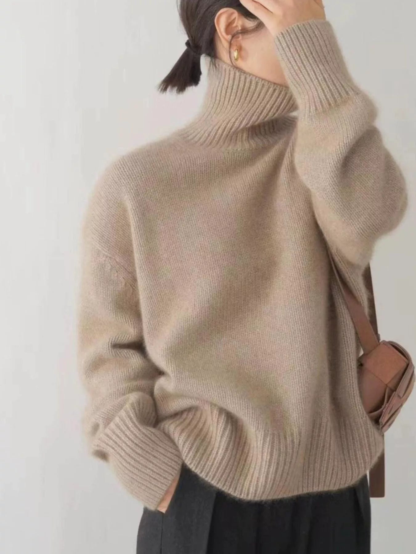 Turtleneck Dropped Shoulder Sweater - Premium variable from Tooksie - Just $35.99! Shop now at Tooksie