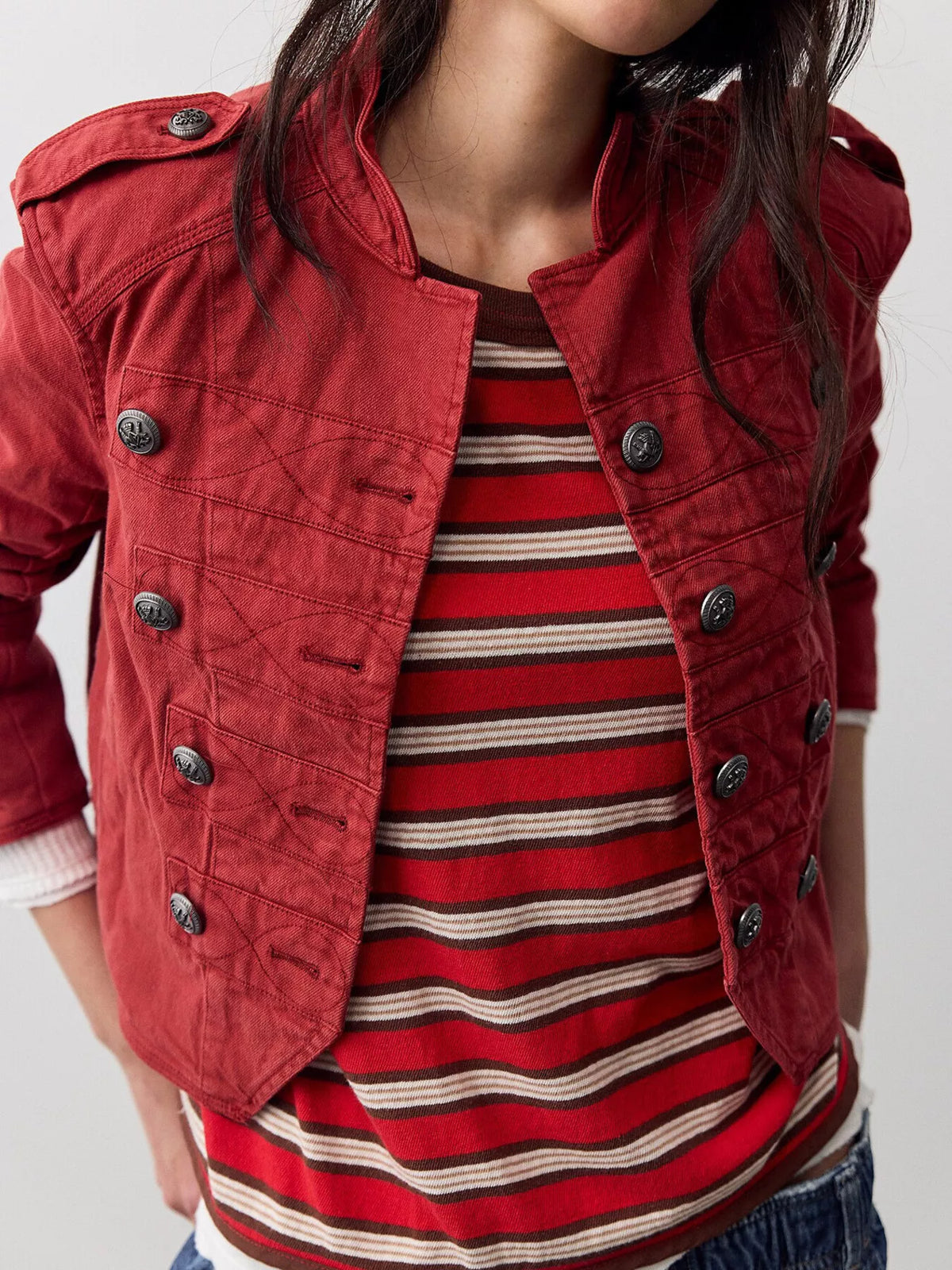 Cropped Military-Inspired Jacket - Premium variable from Tooksie - Just $81.99! Shop now at Tooksie