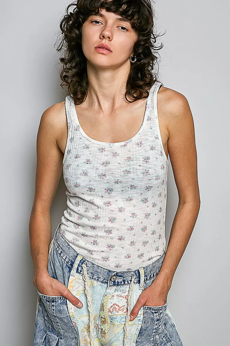 Floral Ribbed Tank Top - Premium variable from Tooksie - Just $41.99! Shop now at Tooksie