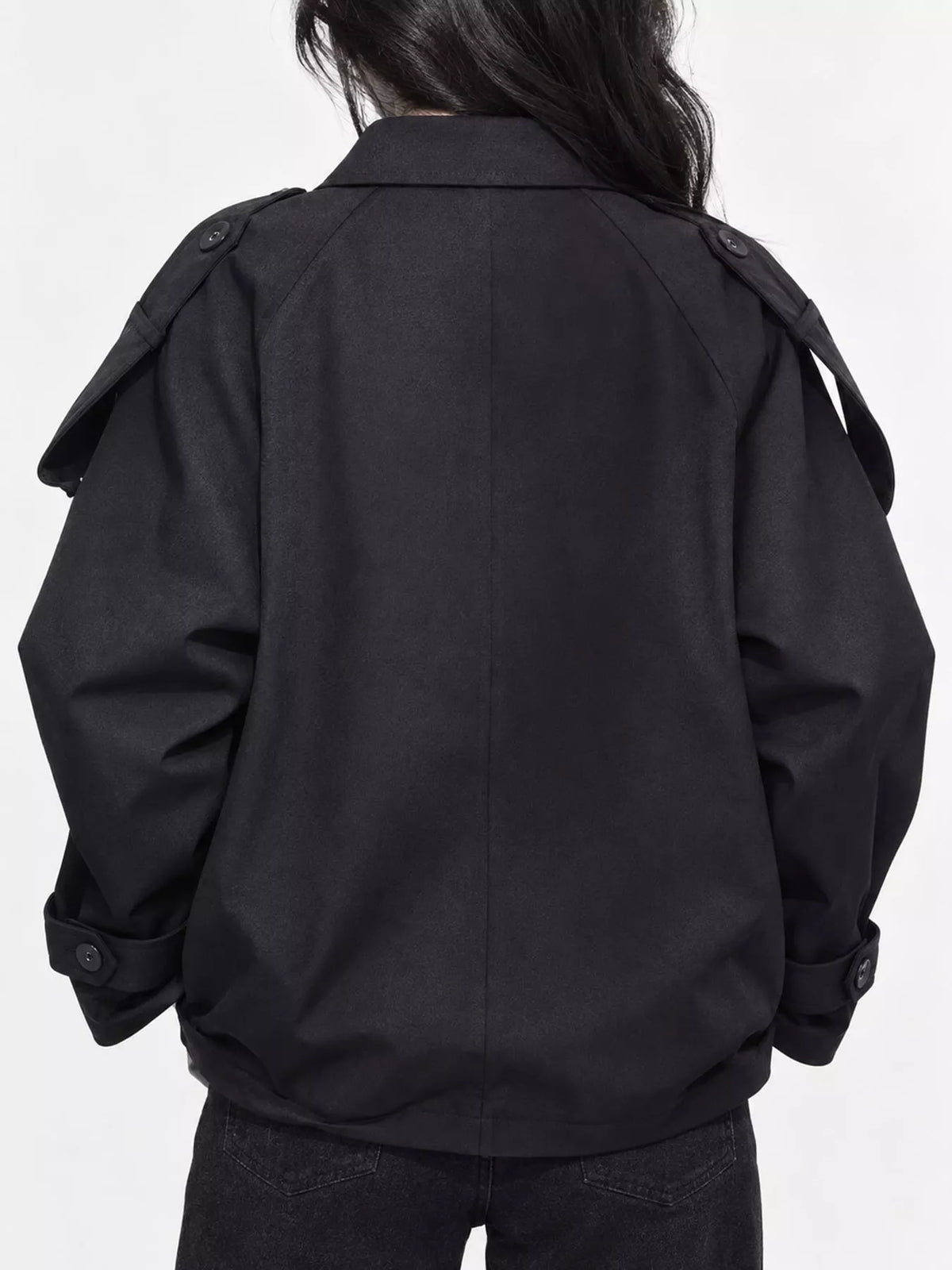 Double-Breasted Cropped Trench Coat - Premium variable from Tooksie - Just $56.99! Shop now at Tooksie