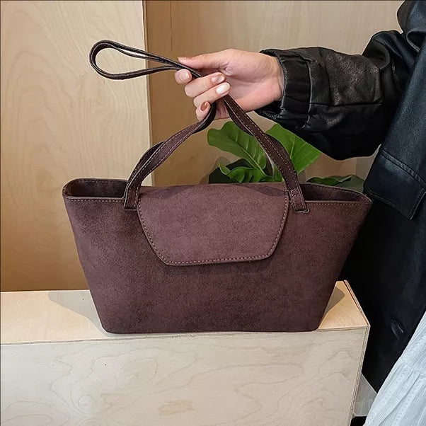 Suede Inspired Flap Decor Tote - Premium variable from Tooksie - Just $34.99! Shop now at Tooksie