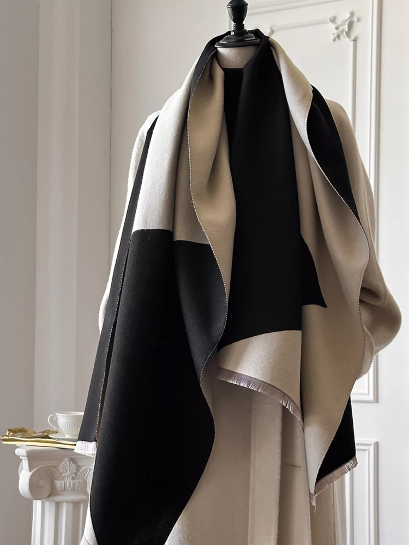 Color Block Raw Hem Scarf - Premium variable from Tooksie - Just $23.99! Shop now at Tooksie