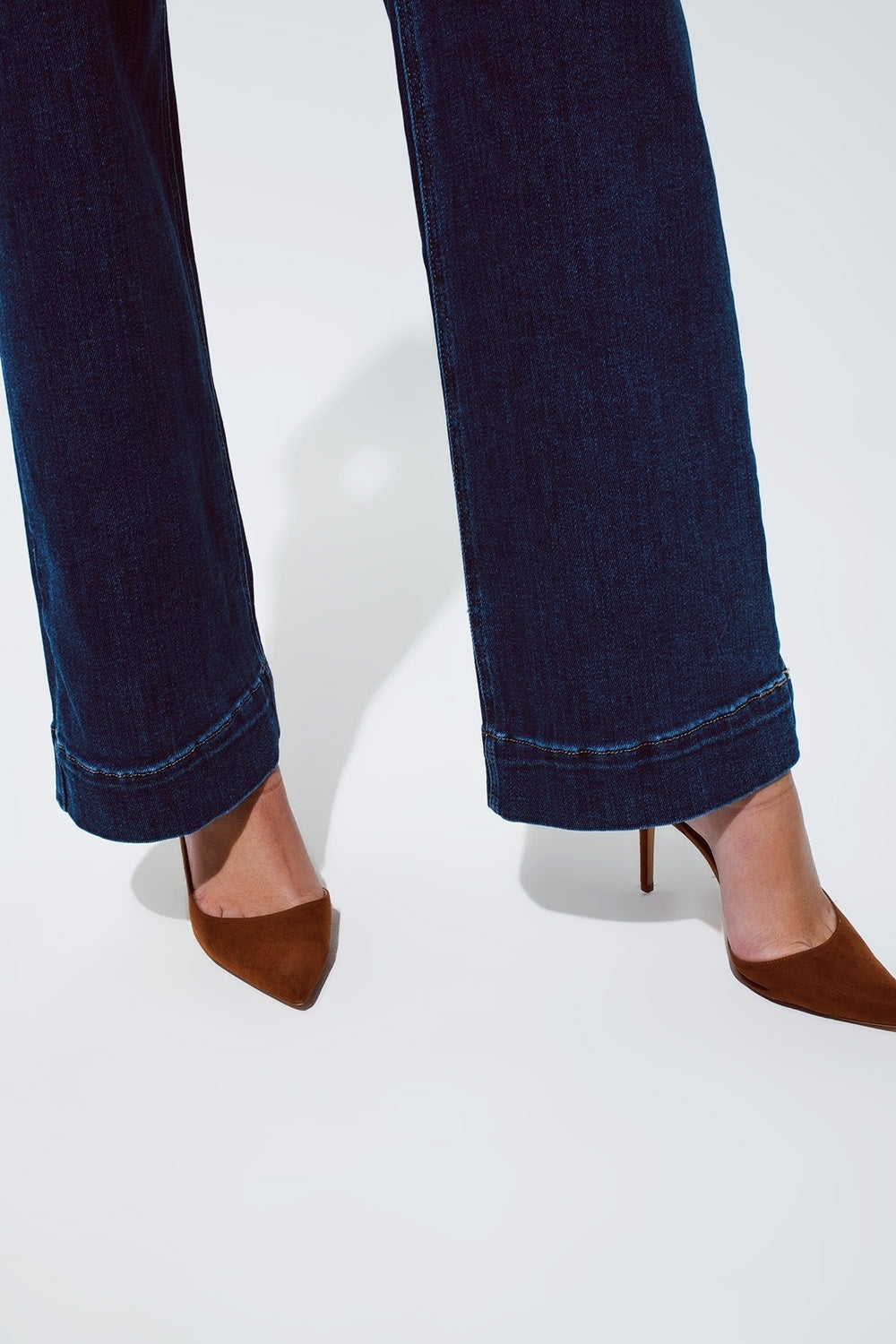 Marine Flare Jeans With Button Detailing in Mid wash - Premium variable from Tooksie - Just $76.90! Shop now at Tooksie