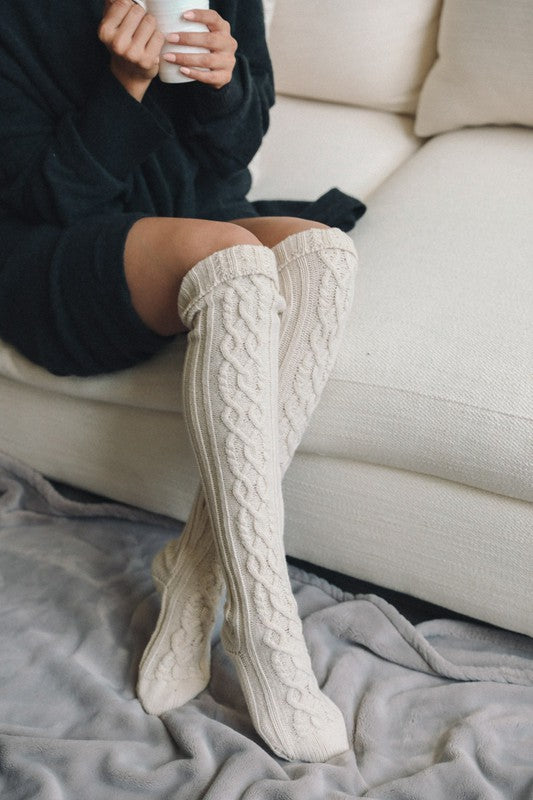 Knee High Cable Knit Socks - Premium variable from Tooksie - Just $16.99! Shop now at Tooksie