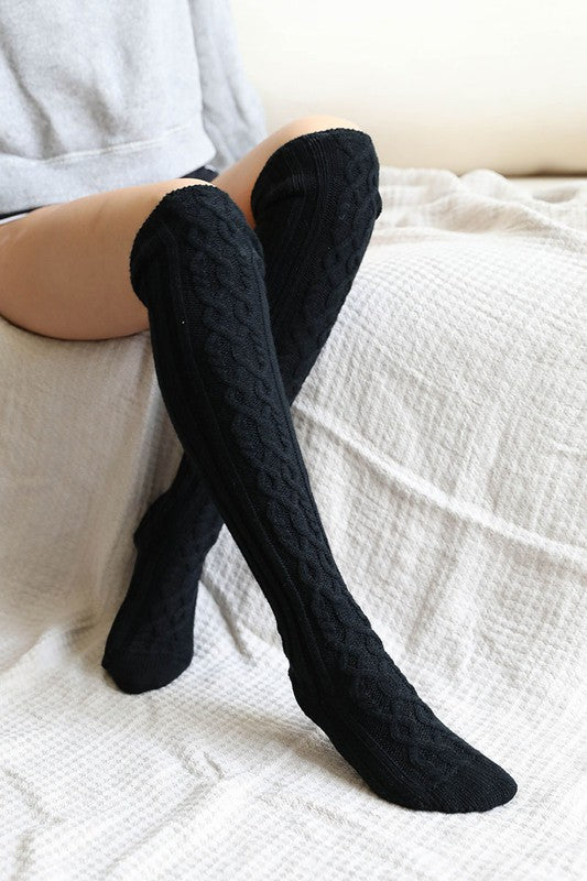 Knee High Cable Knit Socks - Premium variable from Tooksie - Just $16.99! Shop now at Tooksie