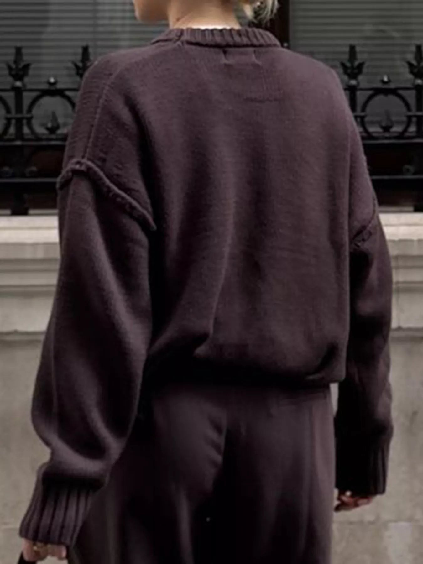 Crew Neck Dropped Shoulder Sweater - Premium variable from Tooksie - Just $49.99! Shop now at Tooksie