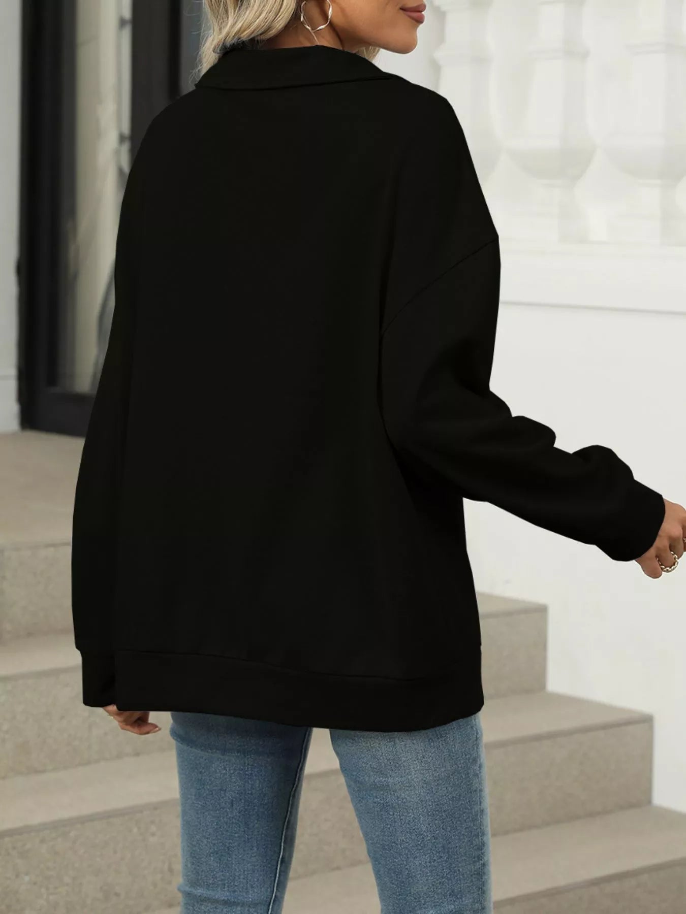 Collared Long Sleeve Sweatshirt - Premium variable from Tooksie - Just $30.99! Shop now at Tooksie