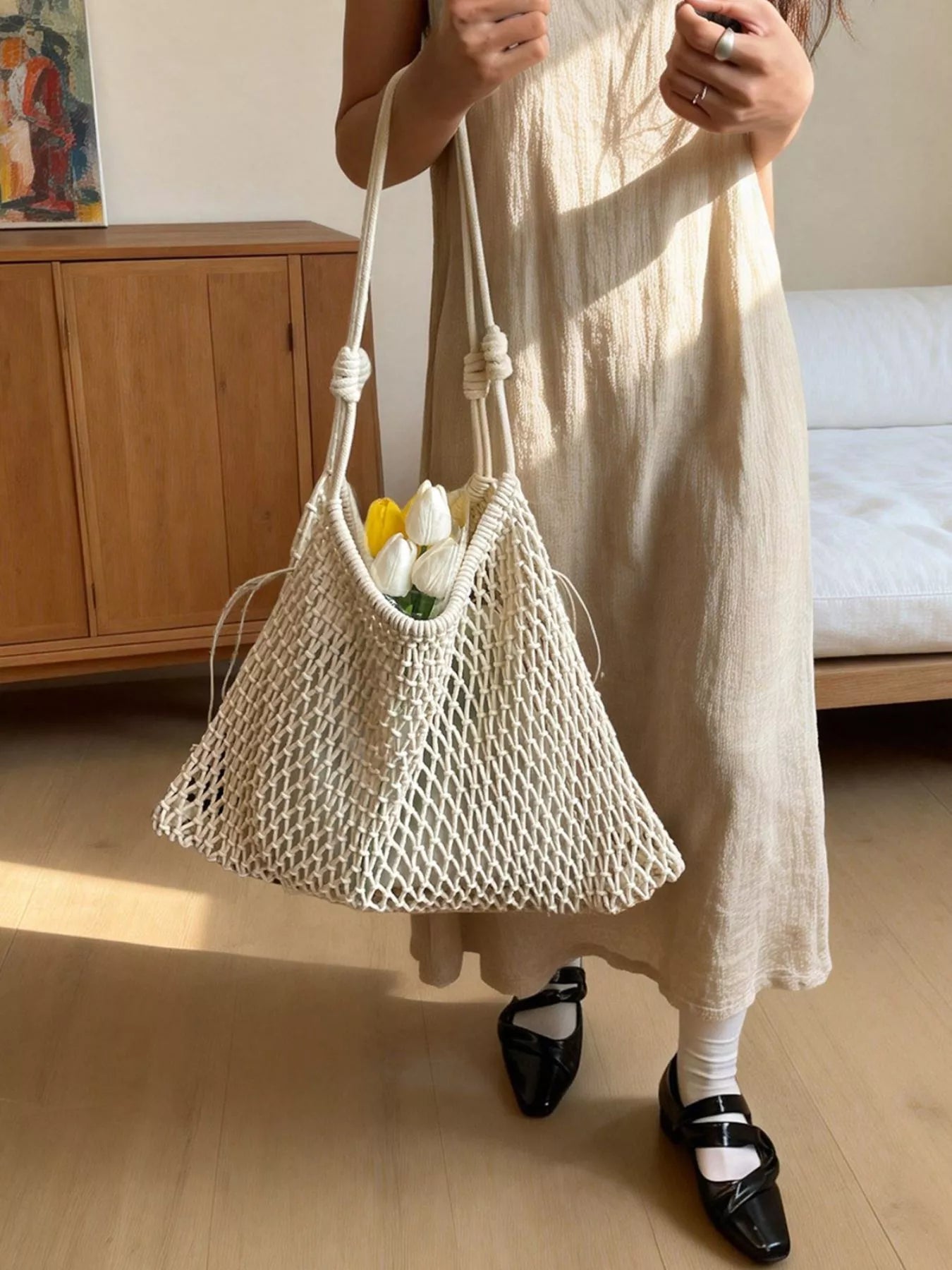 Woven Net Shoulder Bag - Premium simple from Tooksie - Just $43.99! Shop now at Tooksie